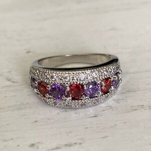 red and purple stone fashion ring size 8